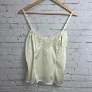 Adonna Ivory Lace Nylon Vintage Cami NWT Adjustable Straps Size 36